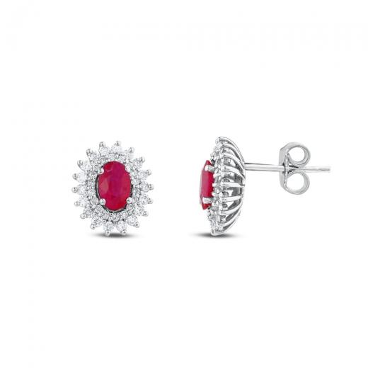 1.63 ct. Diamond Natural Ruby Earring