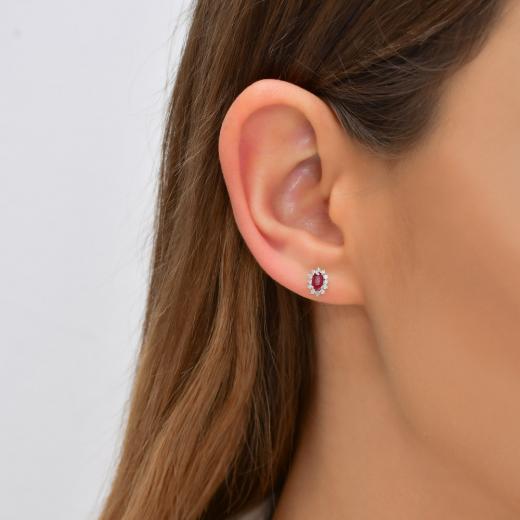 0.74 kt. Diamant-Rubin-Ohrringe