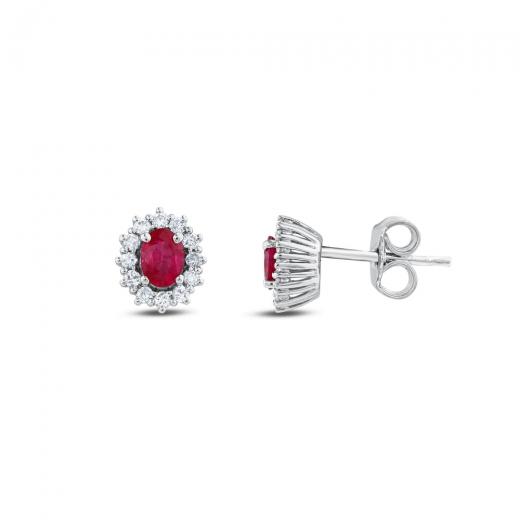 0.58 ct. Diamond Natural Ruby Earring