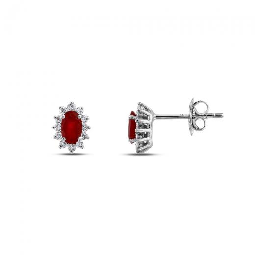 0.86 ct. Diamond Natural Ruby Earring