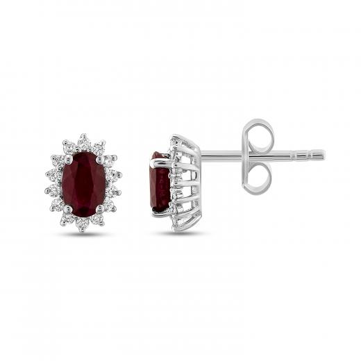 1.36 ct. Diamond Natural Ruby Earring