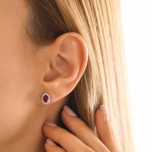 1.36 kt. Diamant-Rubin-Ohrringe