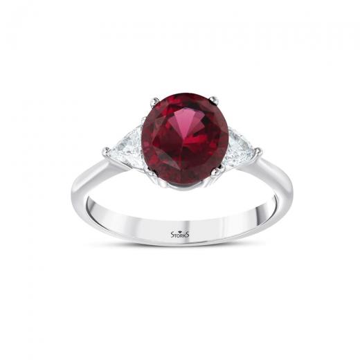 3,14 ct. Diamantring mit natürlichem Rubin