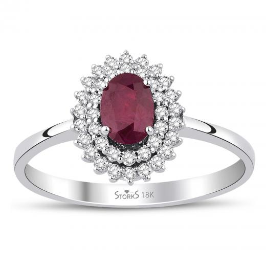 0.85 ct. Diamond Natural Ruby Ring