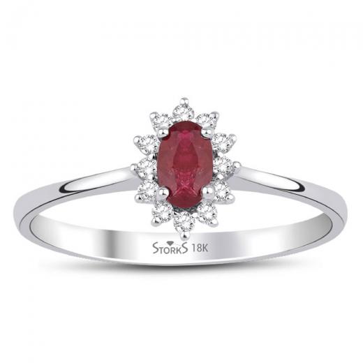 0.37 ct. Diamond Natural Ruby Ring
