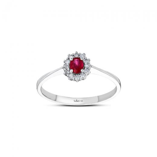 0.26 ct. Diamond Natural Ruby Ring