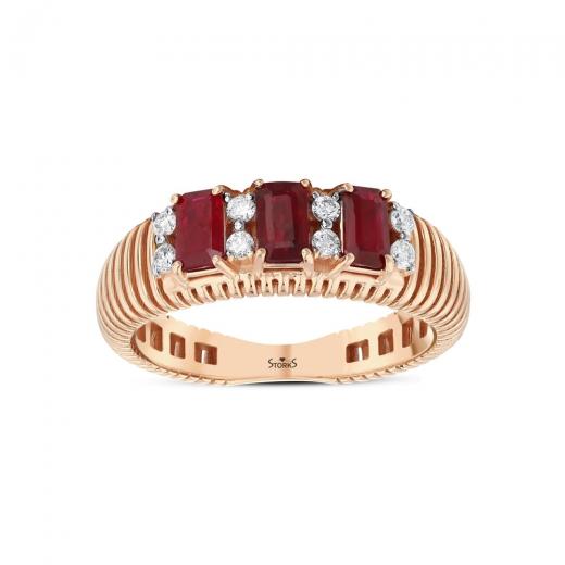 1,01 Diamant-Ring mit natürlichem Rubin 