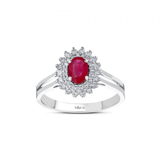 0.80 ct. Diamond Ruby Ring
