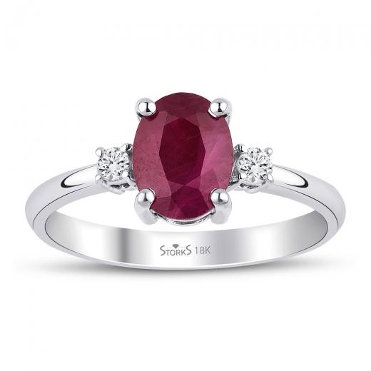 1.91 kt. Diamant Natur Rubin Ring