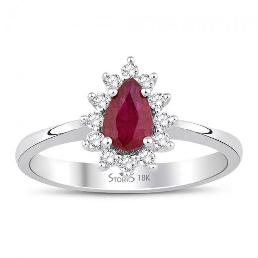 0.55 ct. Diamond Natural Ruby Ring