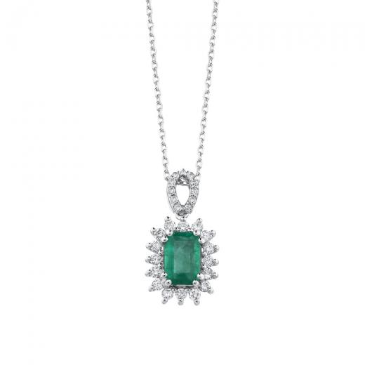 0.75 ct. Diamond Natural Emerald Necklace