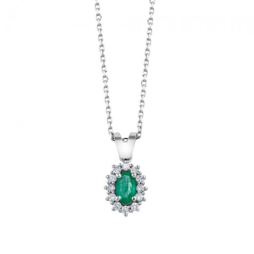 0.27 ct. Diamond Natural Emerald Necklace