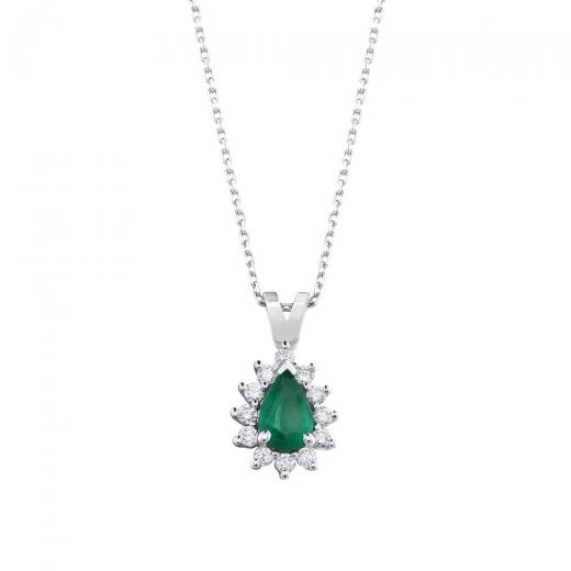 0.56 ct. Diamond Natural Emerald Necklace