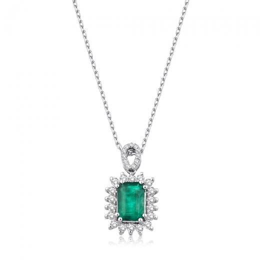 1.15 ct. Diamond Natural Emerald Necklace