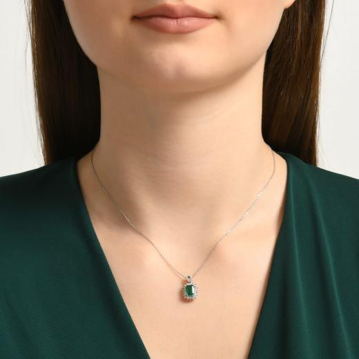 1.15 ct. Diamond Natural Emerald Necklace
