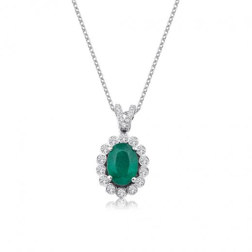 1.00 ct. Diamond Natural Emerald Necklace