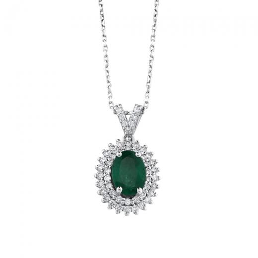 0.85 ct. Diamond Natural Emerald Necklace