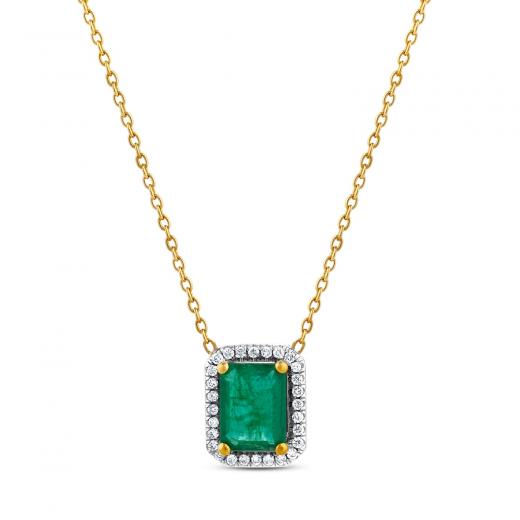 1.69 kt. Diamond Natural Emerald Halskette