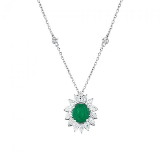 6,44 ct. Diamant Natur Smaragd Halskette