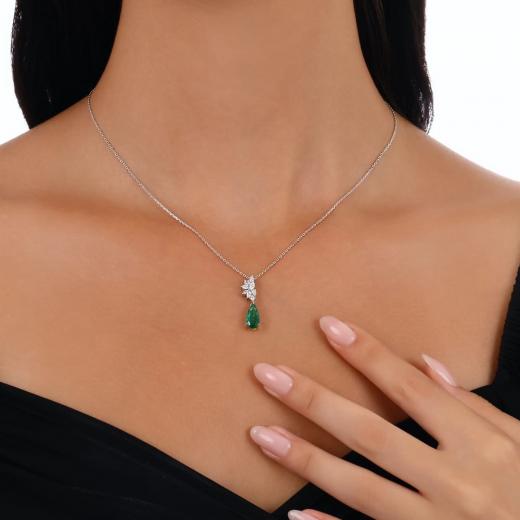 1.47 Diamond Natural Emerald Necklace