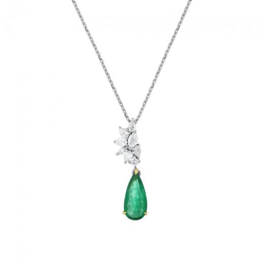 1.47 Diamond Natural Emerald Necklace