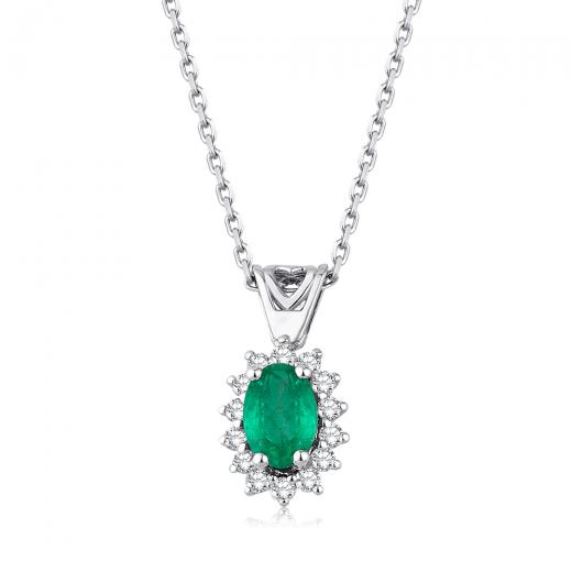 0.58 kt. Diamond Natural Emerald Halskette