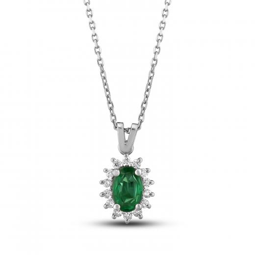 0.48 ct. Diamond Natural Emerald Necklace