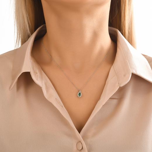 0.48 ct. Diamond Natural Emerald Necklace