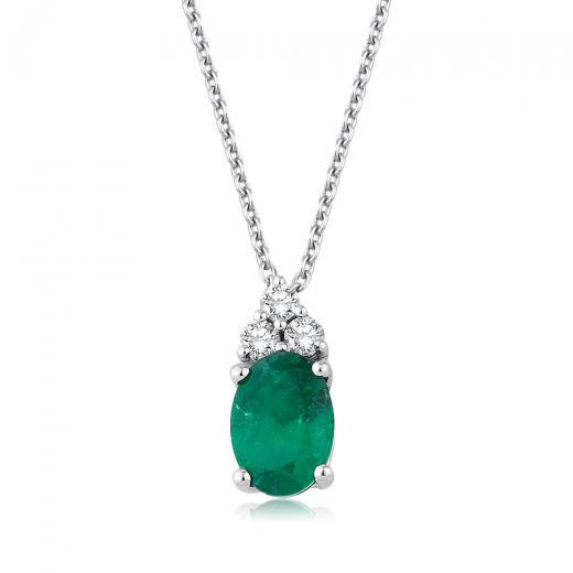 0.76 ct. Diamond Natural Emerald Necklace