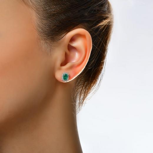 1.52 ct. Diamond Natural Emerald Earrings