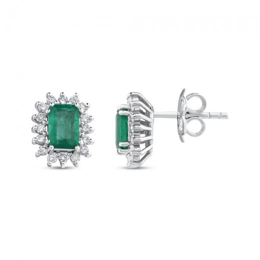 1.52 ct. Diamond Natural Emerald Earrings