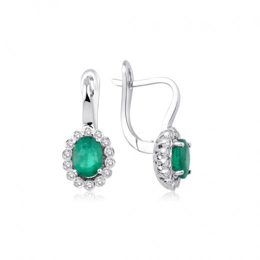 1.78 ct. Diamond Natural Emerald Earrings