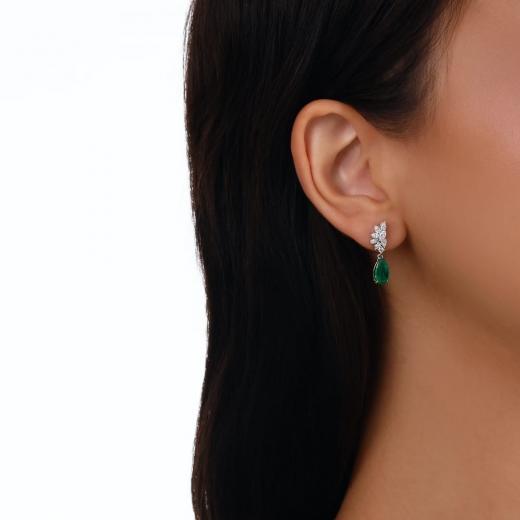 2.79 ct. Diamond Natural Emerald Earrings