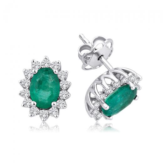 2.06 ct. Diamond Natural Emerald Earrings