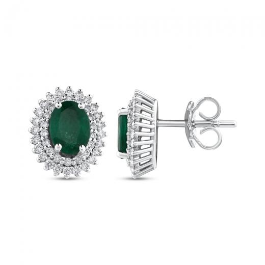 1.77 ct. Diamond Natural Emerald Earrings