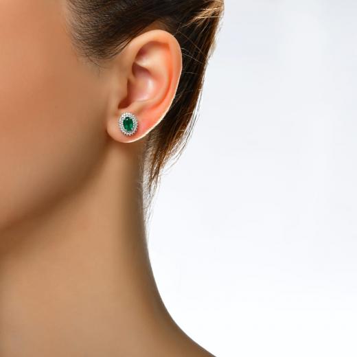 1.77 ct. Diamond Natural Emerald Earrings