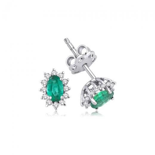 0.69 ct. Diamond Natural Emerald Earrings