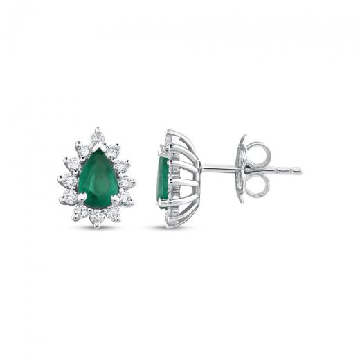 1.09 ct. Diamond Natural Emerald Earrings