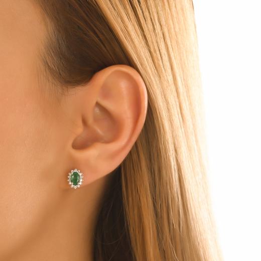 0.93 ct. Diamond Natural Emerald Earrings