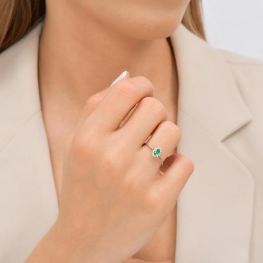 0.33 kt. Diamant Smaragd Ring