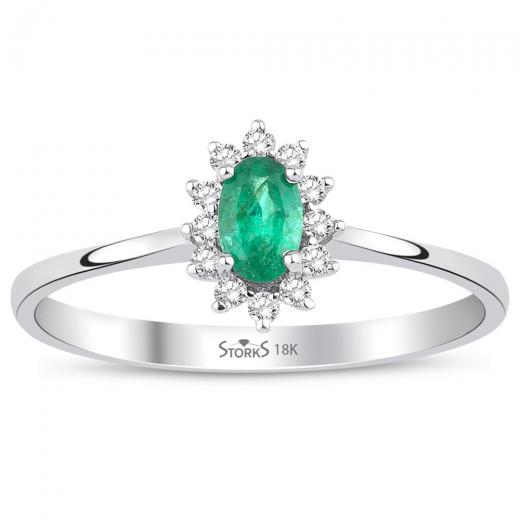0.33 ct. Diamond Natural Emerald Ring