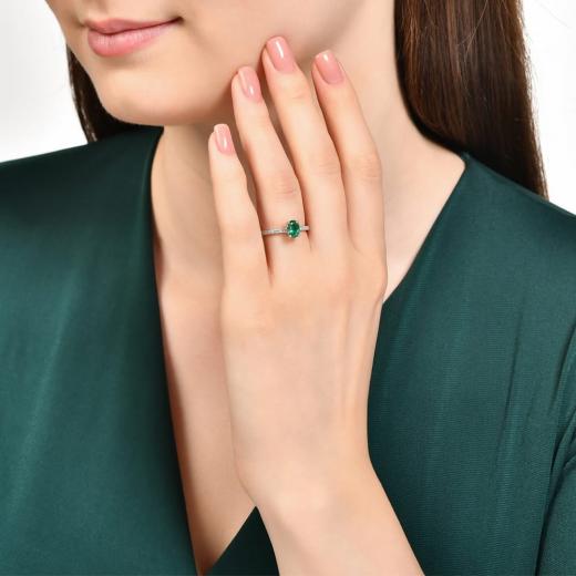 0.86 ct. Diamond Natural Emerald Ring