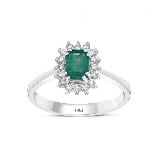 0.72 ct. Diamond Natural Emerald Ring
