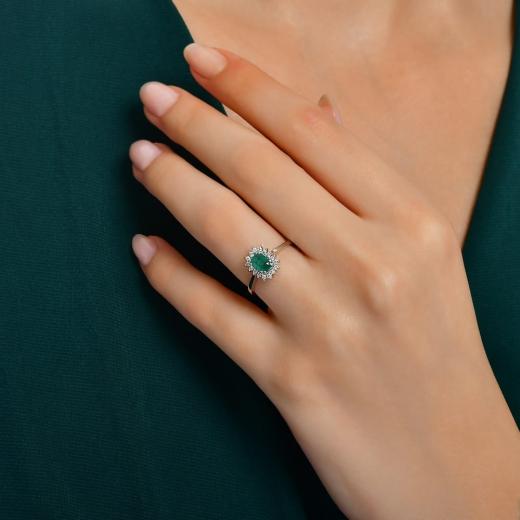 0.72 ct. Diamond Natural Emerald Ring