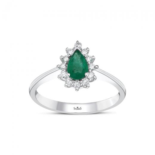 0.59 ct. Diamond Natural Emerald Ring