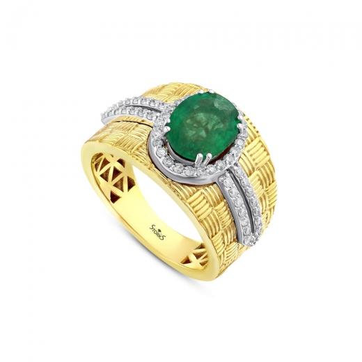 1,09 ct. Diamant-Natürlicher Smaragdring