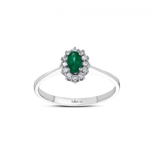 0.33 ct. Diamond Natural Emerald Ring