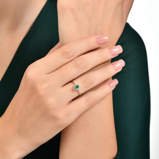 0.33 kt. Diamant Smaragd Ring