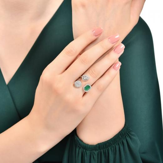 1.46 kt. Diamant Smaragd Ring