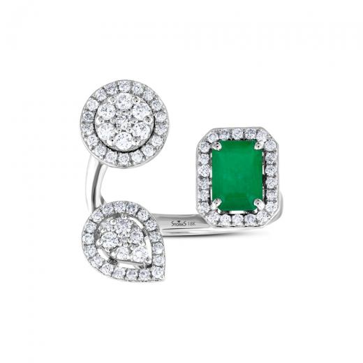 1.46 kt. Diamant Smaragd Ring